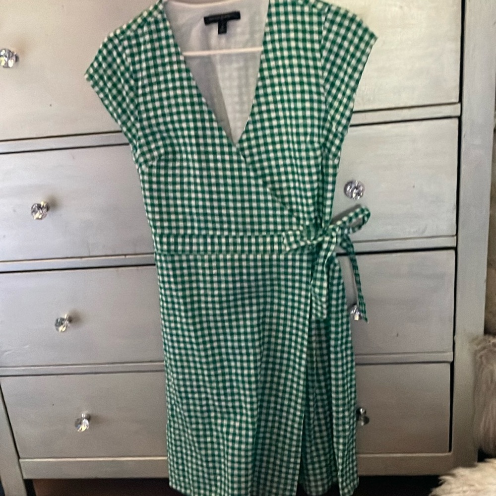 Cutest little green and white plaid checkered dress